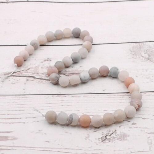 New Round Natural Geode Stone Agates DIY Necklace Bracelet Jewelry Making Polished Crystal Quartzs Loose Bead Mineral 15" A991