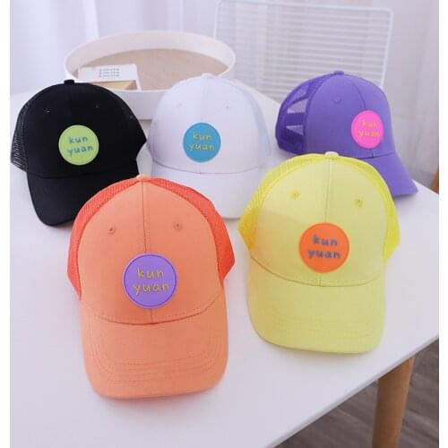 Wholesale Summer Children Hat for Boys Girls Letter Candy Color Outdoor Breathable Kids Sun Mesh Visor Peaked Baseball Hat Cap