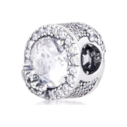 Fits For Pandora Bracelets Dazzling Snowflake Charms with Clear CZ 100% 925 Sterling-Silver-Jewelry Beads Free Shipping
