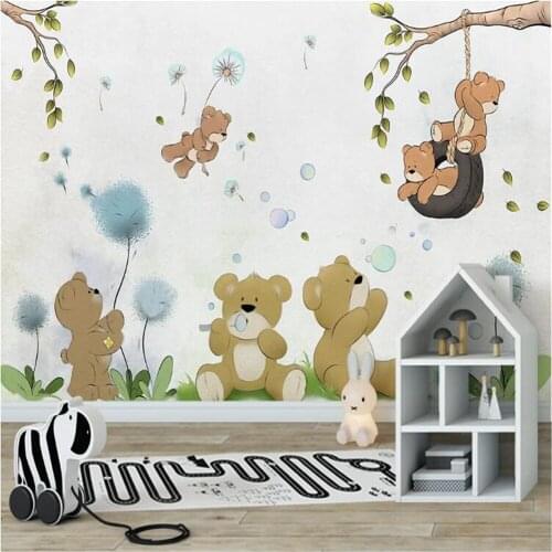 Milofi custom photo wallpaper home decoration nordic minimalist bear childrens room background wall