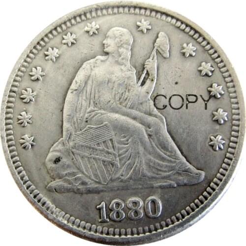 USA 1880 Seated Liberty Quarter Dollars Silver Plated 25 Cents Copy Coin