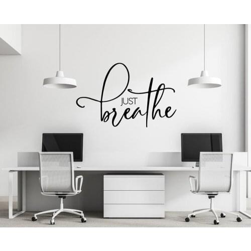Just Breathe Wall Quote Decal Sticker Saying for Wall Office Inspirational Sign Stickers Home Decor Living Room Bedroom P244