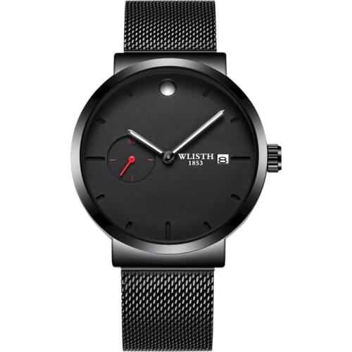 Simple Fashion Watches Mens Luxury Brand Stainless Steel Mesh Strap 40mm Dial Clock Male Casual Quartz-watch Date Relogio Box