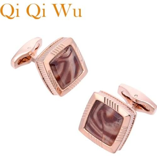 Qi Qi Wu Luxury Cufflinks Brand High Quality Crystal Cuff links Groom wedding men Jewelry cuff Buttons for mens With Gift Box