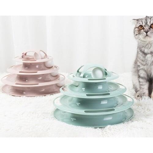 Intelligence Amusement disc cat toys ball Training Amusement plate Kitten 4 Levels pet cat toy Tower Tracks