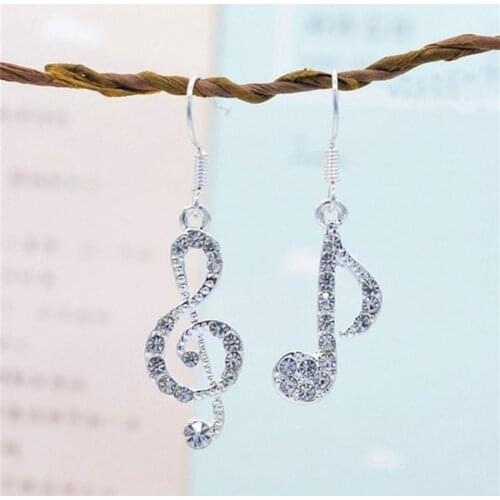Creative Crystal Music Note Ear Stud For Women Girl Trendy Geometric Music Asymmetrical Earrings Jewelry Gift