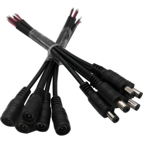 Cable Wire Connector 10-100 Pcs 5.5x2.1mm Plug DC Male or Female For 3528 5050 LED Strip Light