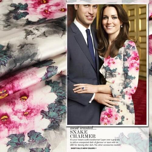 Silks Telas african wax white flowers printed fabric 19mm Brand Satin Silk Fabric 97% Mulberry Silk Hot Sale Cheongsam Wholesale