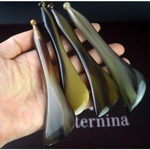 Thick 10MM Tendon Stick Black Flower Horn Massage Acupuncture Stick Eye Facial Beauty Tool