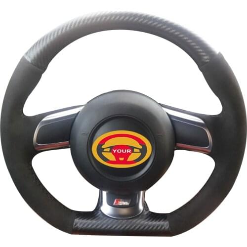 Carbon Fiber Leather Black Suede Car Steering Wheel Cover for Audi TT 2008-2013 Car interior durable Grip cover car assessoires