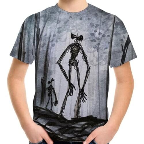 4-13Y Kids Siren Head 3D Print Tshirt SCP Horror Video Game Birthday T-Shirts For Boys Girls Children Casual Tees Clothing Tops