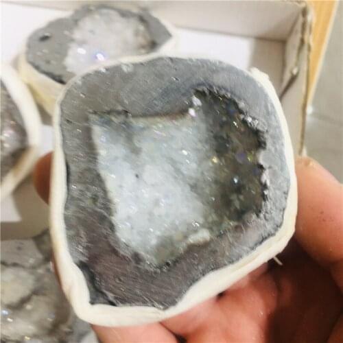 Gold natural agate crystal hole cornucopia office furniture feng shui decorations 1pc