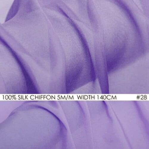 WHITE SILK CHIFFON FABRIC 6momme Width 55"-140cm 100% Natural Silk Chiffon Fabric For Wedding Dress Silk Gauz Violet Purple NO28