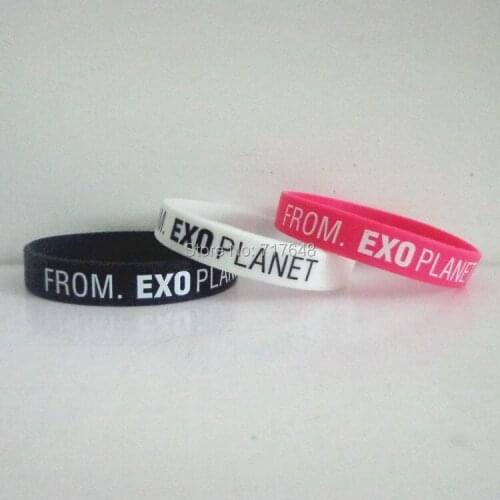 100pcs From EXO planet wristband silicone bracelets free shipping by ePacket