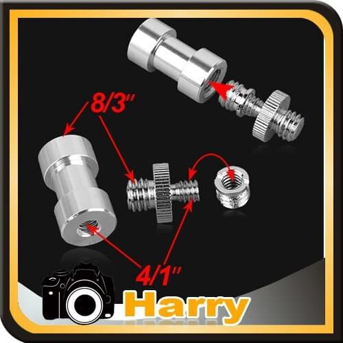 3in1 1/4-1/4 Inch Metal Adapter Screw +1/4" to 3/8" Screw Adapter+1/4" 3/8" Light Umbrella Holder To Tripod Screw Adapter