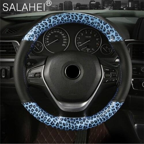 38CM Microfiber leather Leopard Style Steering Wheel Covers Soft Fashion The Steering Wheel Cover Of Car Interior Car Accessorie