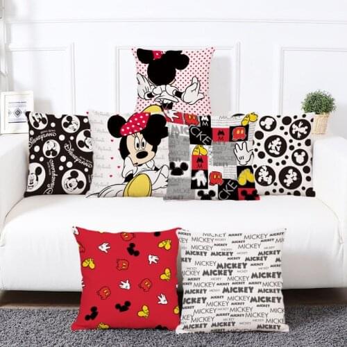 45x45cm Disney Mickey Mouse Pillowcase Anime Figure Cushion Cover Plush Toys Pillow Cases car Home Decoration Christmas Gifts