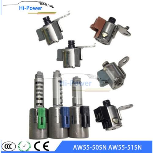 7pcs Transmission Solenoids Set for AW55-50SN AW55-51SN AF33-5 AW235 RE5F22A Gearbox Solenoid Valve for Saab Alfa Chevy Volvo