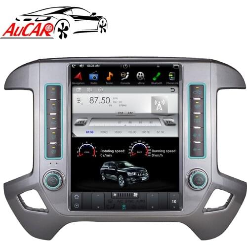 AuCAR Vertical Screen Car Radio For Chevrolet Silverado and GMC Sierra Tesla Style 12.1 inch Android 9 Touch Screen 4+64GB IPS