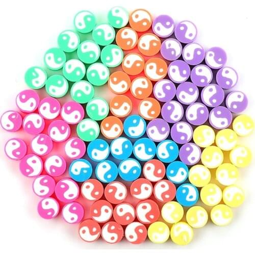 13MC 100 Pcs Yin Yang Disc Spacer Beads Tai Chi Spacer Beads for Jewelry Making