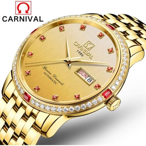 2017 CARNIVAL Business Mechanical Watches 30m Waterproof Stainless Steel Band Sapphire Crystal Wristwatches Men New Luxury Watch