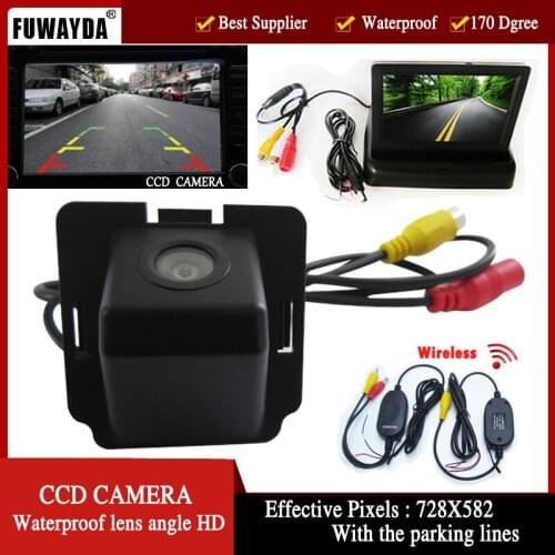 FUWAYDA Wireless Color Car CCD Rear View Camera for Mitsubishi Outlander 2007-2010,with 4.3 Inch foldable LCD TFT Monitor