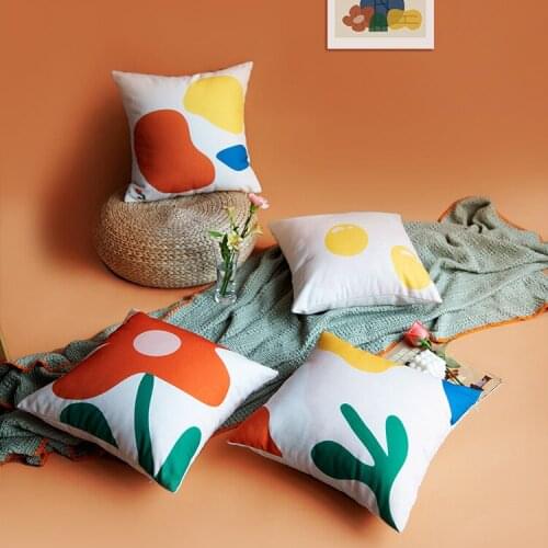 INS cute flower sofa cushion cover 45*45 yolk color block home decor chlidren room pillowcase coffee bar chair seat pillow cover