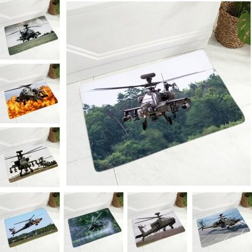 Helicopter Gunships Doormat Kitchen Carpet Non-Slip Decor Military Aircraft Floor Mat for Children Room Bedroom 40x60cm