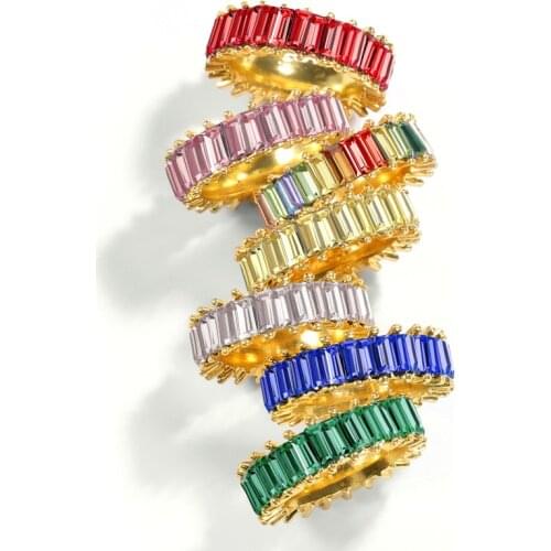 Creative Retro Rainbow Rhinestone Wedding Rings for Women Color Alloy Knuckle Rings Anillos Mujer