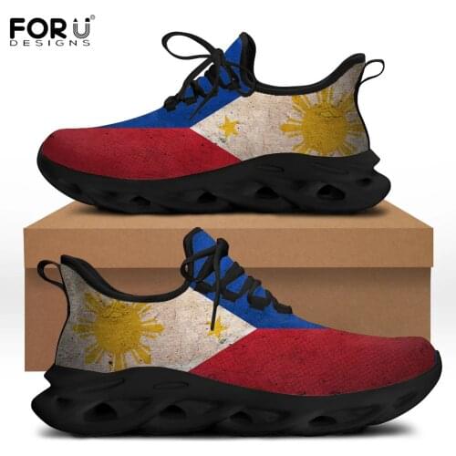 FORUDESIGNS Sneaker for Women Fashion Spring/Autumn Round Toe Flats Shoes Flag Of The Philippines Pattern Casual Woman Footwear