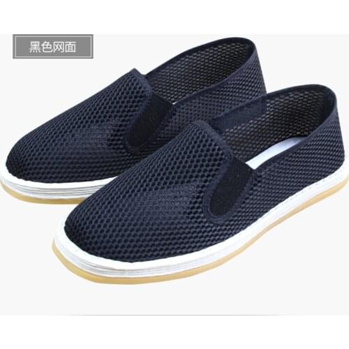 Unisex Summer handmade cotton net kung fu martial arts shoes wushu tai chi sneakers lay shoes sandals shaolin monk shoes black