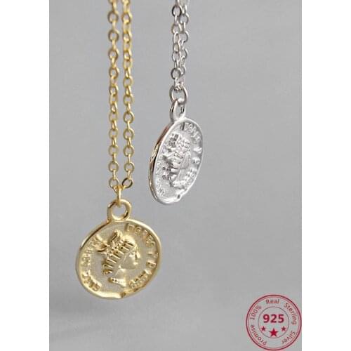 Korean Version Of The Best Selling 100% S925 Sterling Silver Jewelry Portrait Coin Pendant Retro Simple Style Ladies Necklace