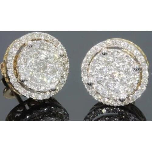 Hip Hop Mens Cool Iced Out Geometry Round Stud Earring Luxury Micro Pave CZ Shiny Bling Earring pendientes hombre Z3M131