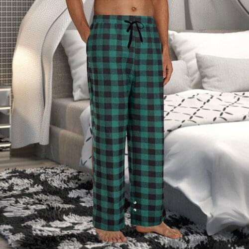 Men Casual Pants Loose Straight Male Plaid Pajamas Mens casual pants spring and autumn foreign trade new style mens plaid paja