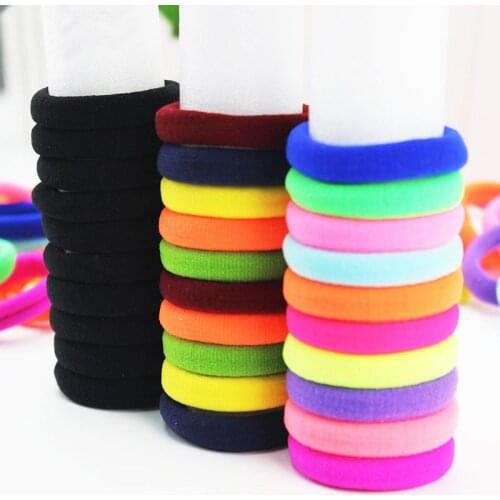 New 10PCS/Pack Elasticity Hair Rope Korean Black Round High Quality Seamless Colors Drop Shipping Candy Color Hot Sale
