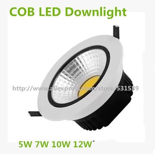 New Very Bright 30PCS LED COB chip downlight Recessed 5W/7w/10w/12w LED Ceiling light Spot Light Lamp White/ warm white