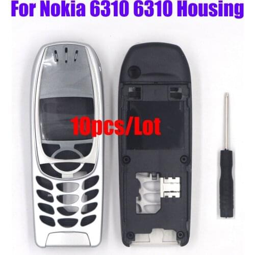 10 pcs/lot New Housing For Nokia 6310 Cover 6310i Front Bezel Middle Frame Battery Door Case Replace Part NO Keypad Logo