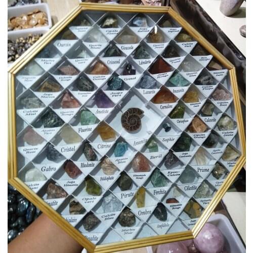 48 species of Madagascar Natural crystalline mineral specimens Geological ore Teaching sample healing collection of fossil decor