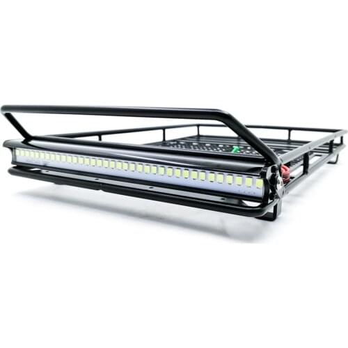Portaequipajes para techo de Metal con 36 LED, barra de focos para coche RC 1/10 Trx4 RC4WD Cherokee Wrangler Axial SCX10 CC01