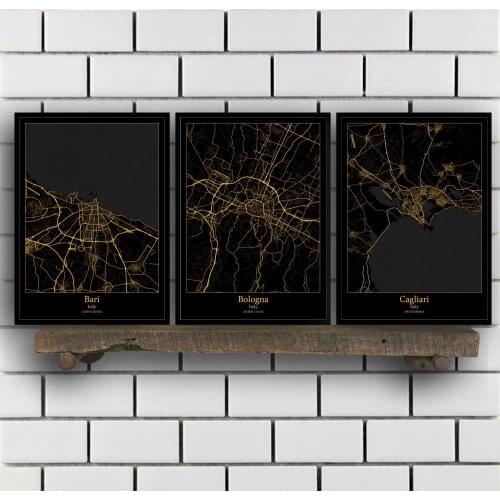 Bari Bologna Cagliari Catania Catania Florence Genoa Lecce Marsala Italy Map Poster