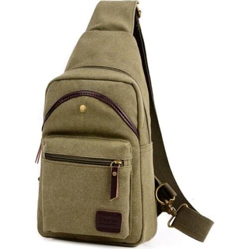 Bagail Casual Vintage Chest Bag Canvas Crossbody Bag Solid Shoulder Bag For Men