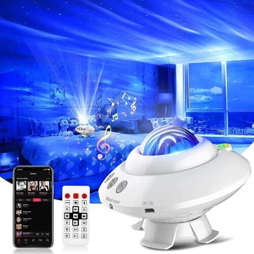 Aurora Light Projector Galaxy Starry Sky Projector North Night Light Led Colorful Ocean Wave Music Player Speaker Bedroom Lamp