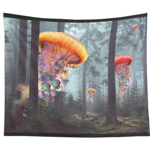 Psychedelic Natural Forest Jellyfish Large Wall Tapestry Colorful fish Wall Hanging Bohemian Wall Tapestries Mandala Wall Art