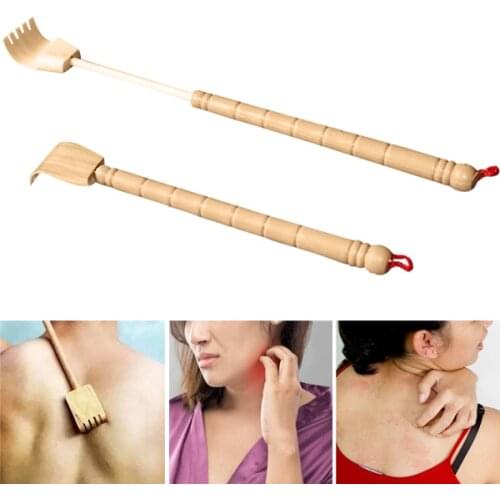 Extendable Back Scratcher Bamboo Wooden Telescopic Flexible Anti Itch Self Massager Claw Extender M2