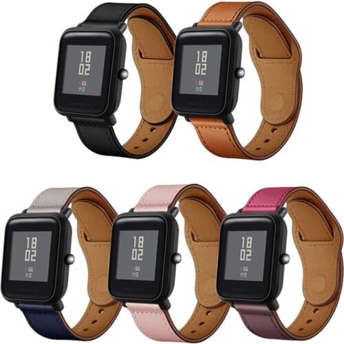 20mm Quality Leather Watch Band Strap for Huami Amazfit Bip U S Lite Smart Watch Repleacement Strap for GTS 2 2E mini 22mm