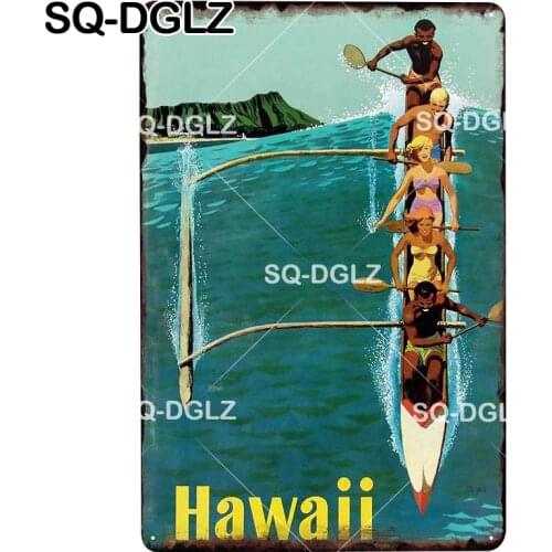 [SQ-DGLZ] Hawaii Metal Sign Vintage Tin Sign Retro Wall Decor for Home Plaque Metal Poster Pub Bar Decor Art Painting