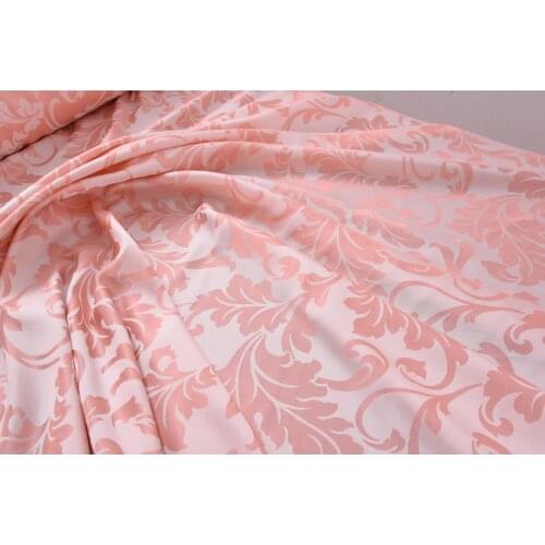 Hu Hu cloth shop 25 momme heavy silk jacquard brocade cloth fabric 1.4 m wide pink tender orange