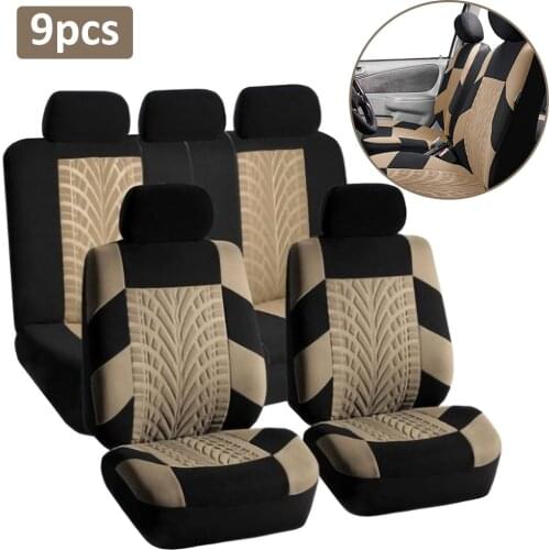 Embroidery Car Seat Covers Universal Fit Most Cars Covers with Tire Track Detail Styling Car Seat Protector Interior Accessories