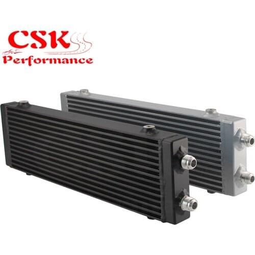 Universal Dual Pass Bar & Plate Oil Cooler 18.5"x5.5"x1.58" Core Large -Black/Sliver