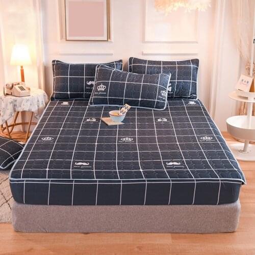Waterproof Thicken Mattress Protective Cover Bed Fitted Sheet Printed Washable Bed Cover Topper Air-Permeable Bed Pad